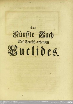 Das Fünffte Buch Deß Teutsch-redenden Euclides