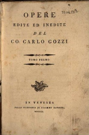Opere edite ed inedite del Carlo Gozzi. 1