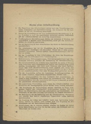 Muster einer Arbeitsordnung