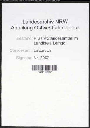 Sterberegister Standesamt Laßbruch