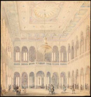 Börse, Berlin Schinkelwettbewerb 1853: Perspektivische Innenansicht des Börsensaals
