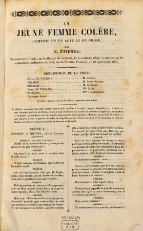 La jeune femme colère : comédie en un acte et en prose
