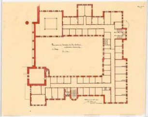 Benediktinerabtei St. Mauritius, Clerf (Clervaux): Grundriss des zweiten Obergeschosses 1:100