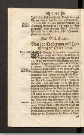 Das XVII. Capitel. Von der Eroberung und Zerstörung der Stadt Troja.