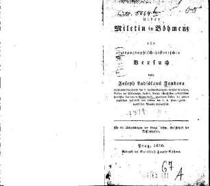 Uiber Miletin in Böhmen : Ein topographisch-historischer Versuch