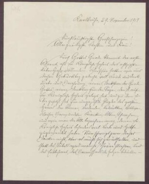 Schreiben von Friedrich Katz an die Großherzogin Luise; 1. Advent und bevorstehender Geburtstag der Großherzogin; religiöse Themen
