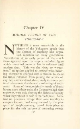 Chapter IV. Middle period of the Tokugawa