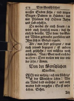 Von der Menschlichen Eitelkeit.