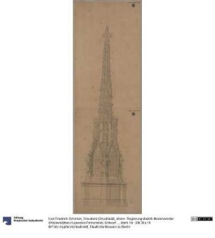Graudenz (Grudziądz), ehem. Regierungsbezirk Marienwerder (Województwo Kujawsko-Pomorskie). Entwurf zum Denkmal für Wilhelm de Courbière in Form einer gotischen Filiale