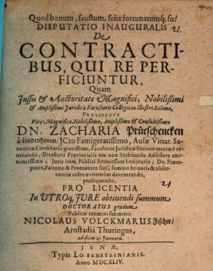 Disp. inaug. de contractibus, qui re perficiuntur