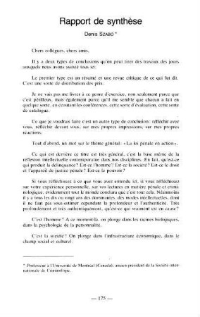 175-189, 10. Rapport de synthèse
