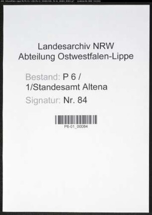 Heiratsregister Standesamt Altena