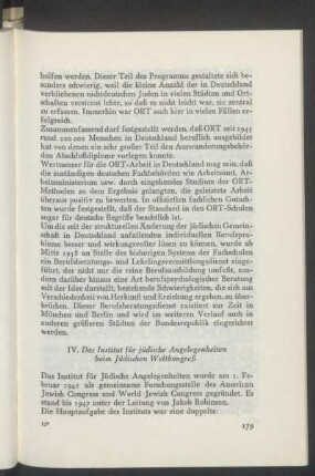 IV. Das Institut für jüdische Angelegenheiten beim Jüdischen Weltkongreß