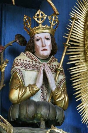 Schöllenbacher Altar — Wurzel Jesse mit den Vorfahren Christi und der Madonna im Strahlenkranz — Alttestamentarischer König