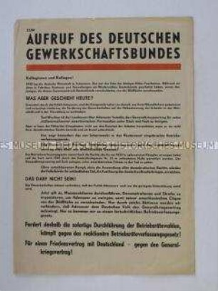 Pro-kommunistisches anonymes Flugblatt in Reaktion auf einen Aufruf des DGB