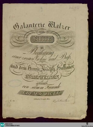 Galanterie Walzer für die Violine : mit Begleitung einer zweiten Violine und Bass
