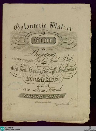 Galanterie Walzer für die Violine : mit Begleitung einer zweiten Violine und Bass