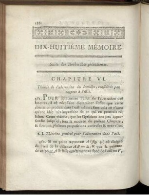 Dix-Huitiéme Mémoire. Suite des Recherches précédentes. Chaptire VI.