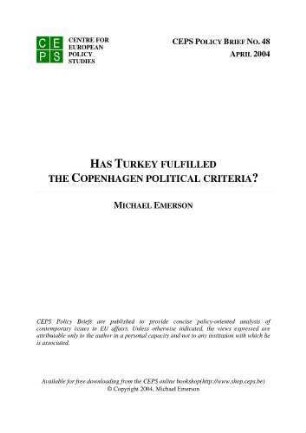 Has Turkey Fulfilled the Copenhagen Political Criteria?