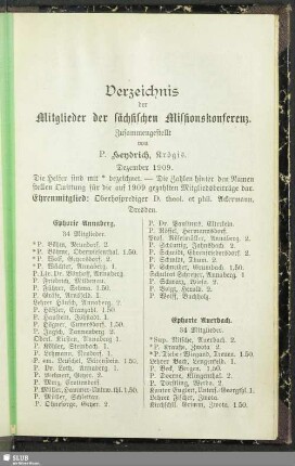 Verzeichnis der Mitglieder der sächsischen Missionskonferenz