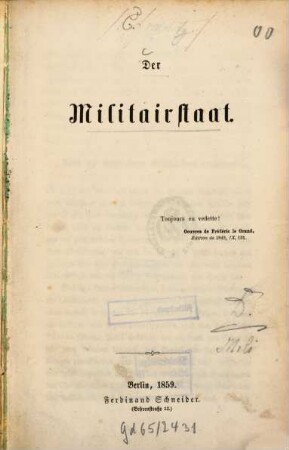 Der Militairstaat