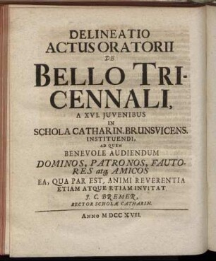 Delineatio Actus Oratori De Bello Tricennali.