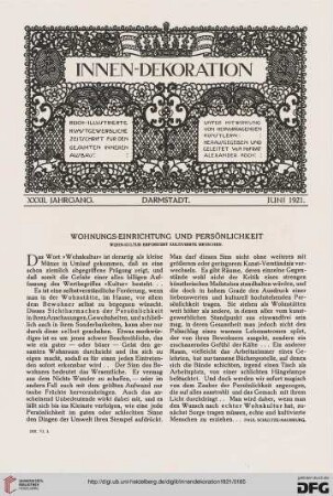 32: Wohnungs-Einrichtung und Persönlichkeit : Wohn-Kultur erfordert kultivierte Menschen