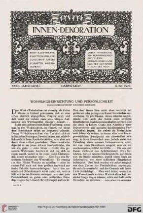 32: Wohnungs-Einrichtung und Persönlichkeit : Wohn-Kultur erfordert kultivierte Menschen