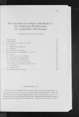 Die Geschäfte von Johann Ahsbahs & Co. : Ein Steinburger Pferdehändler mit europäischen Beziehungen