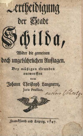 Vertheidigung der Stadt Schilda, Wider die gemeinen doch ungebuehrlichen Auflagen