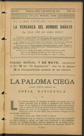 1924008338: La paloma ciega : novela inédita
