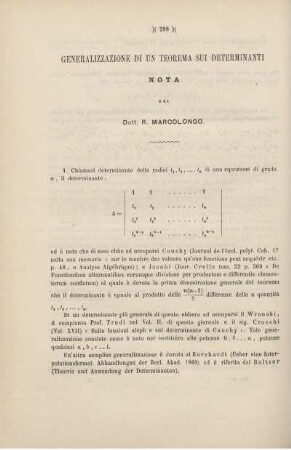 Generalizzazione di un teorema sui determinanti.