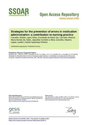 Strategies for the prevention of errors in medication administration: a contribution to nursing practice