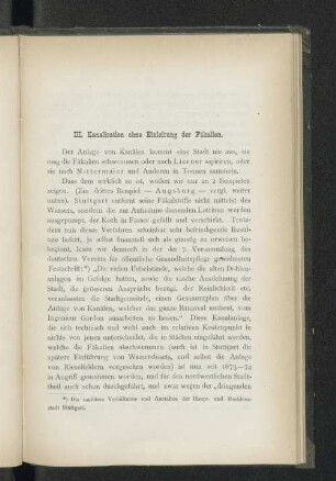 III. Kanalisation ohne Einleitung der Fäkalien.