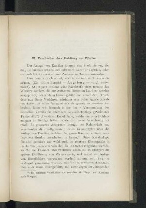 III. Kanalisation ohne Einleitung der Fäkalien.