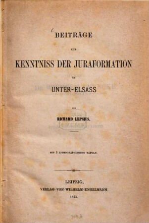 Beiträge zur Kenntniss der Juraformation im Unter-Elsaß