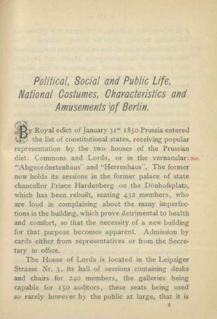 Political, Social and Public Life, National Costumes, Characteristics and Amusements of Berlin