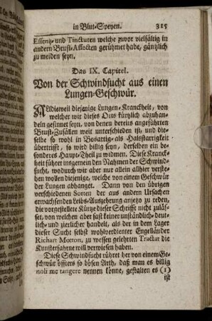 Das IX. Capitel. Von der Schwindsucht aus einen Lungen-Geschwür.