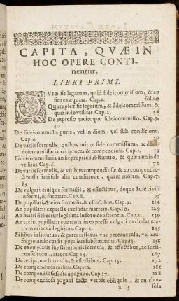Capita, Quæ In Hoc Opere Continentur.
