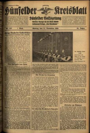 Erste Ausgabe vom Montag, den 11. November 1935.
