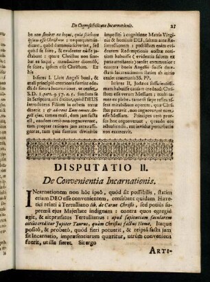 23-36, Disputatio II. De Convenientia Incarnationis.