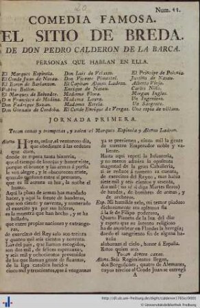 El sitio de Breda : comedia famosa