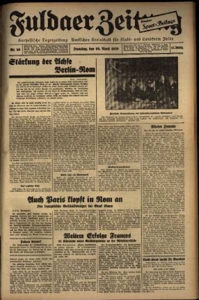 Ausgabe vom Dienstag, den 19. April 1938.
