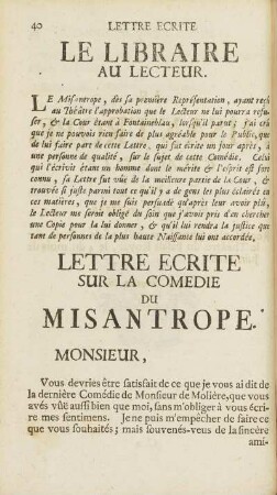 Le Libraire Au Lecteur.