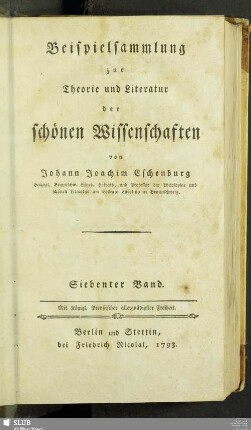 7: Beispielsammlung zur Theorie und Literatur der schönen Wissenschaften