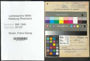 Entnazifizierung Franz Georg Gruen , geb. 14.03.1899 (Privatlehrer)