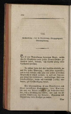 VIII. Beschreibung einer in Vereiterung übergangenen Leberentzündung.