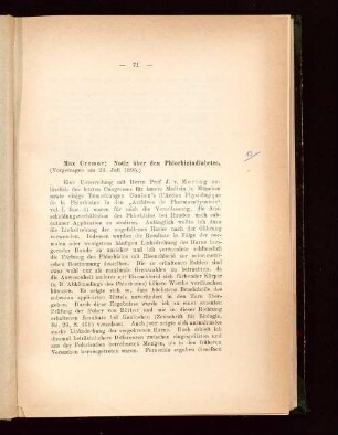 Notiz über den Phlorhizindiabetes : (Vorgetragen am 23. Juli 1895)