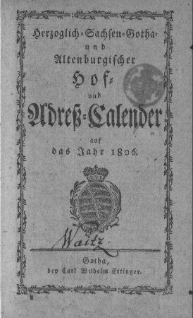 1806: Staatshandbücher für das Herzogtum Sachsen-Gotha