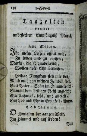 Tagzeiten von der unbefleckten Empfängniß Mariä. - Das Ambrosianische Lobgesang.